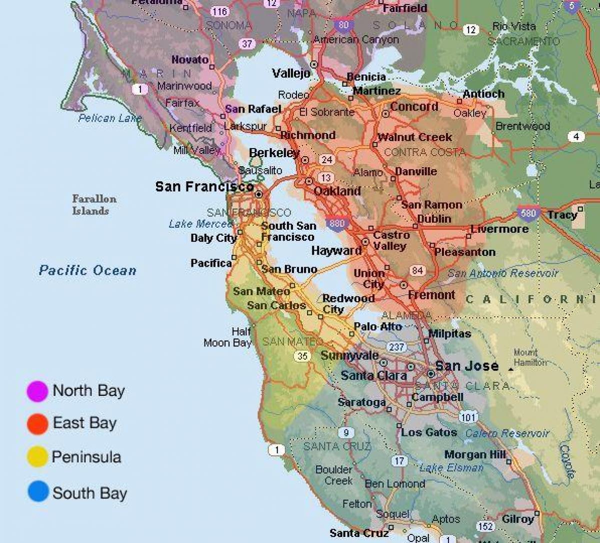 San Franciska mapu i okolno podrucje