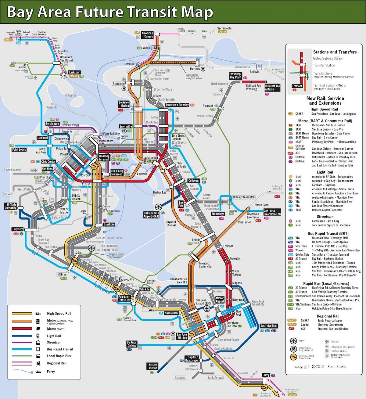 San Francisco javnim prijevozom mapu