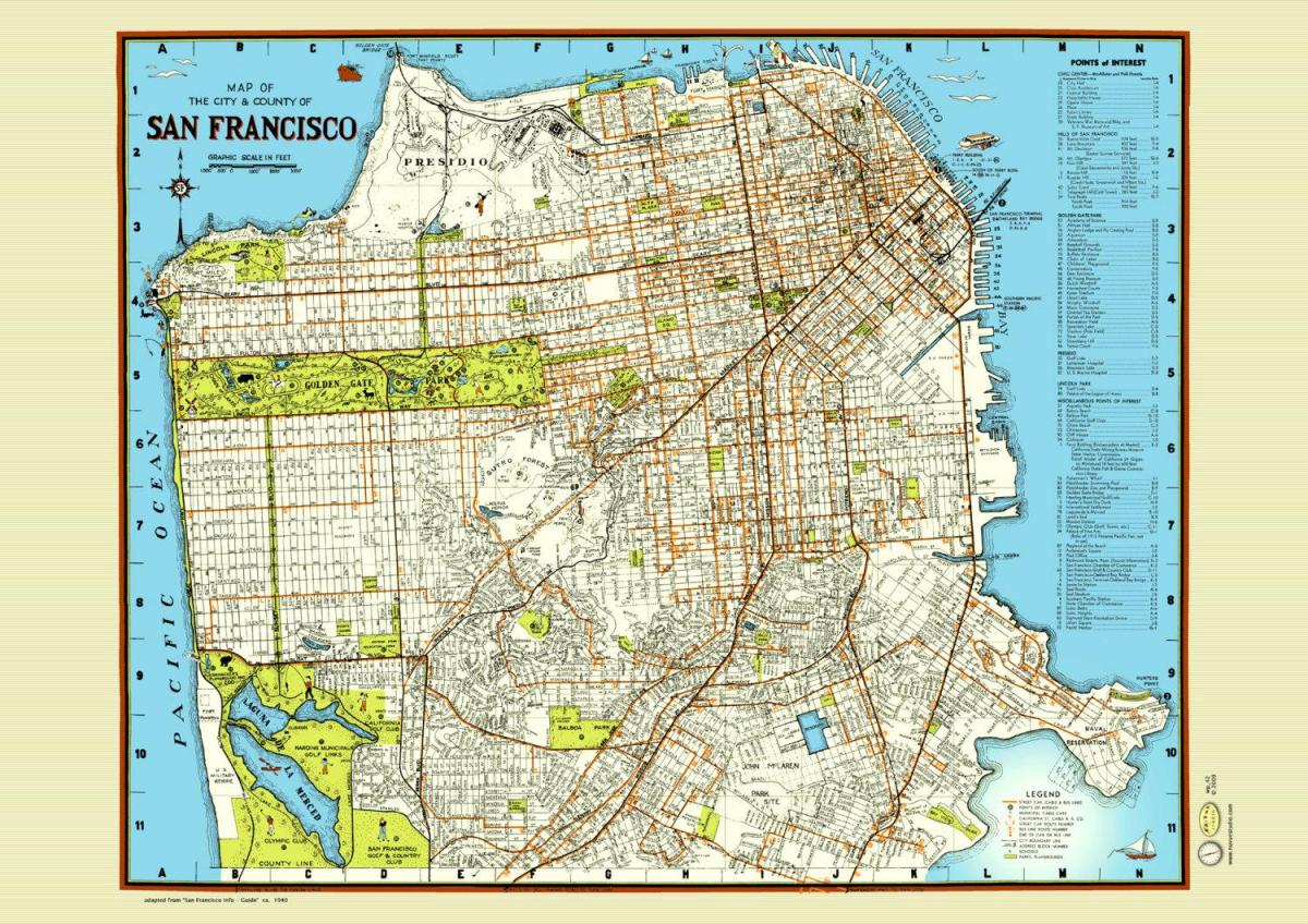 Karta za San Francisco ulici poster