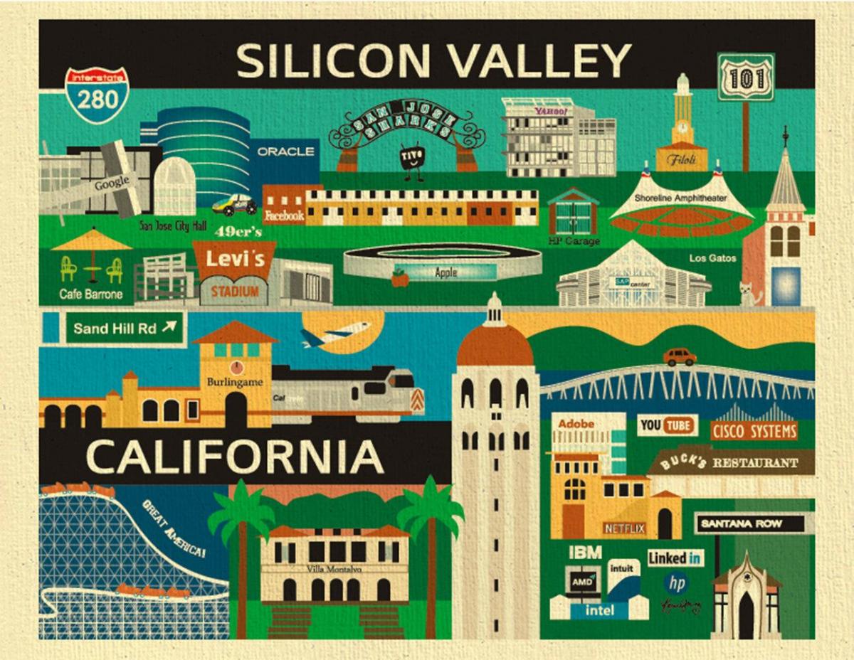 Mapa silikonske doline poster