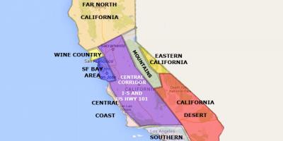 Mapa kaliforniji sjeverno od San Francisco