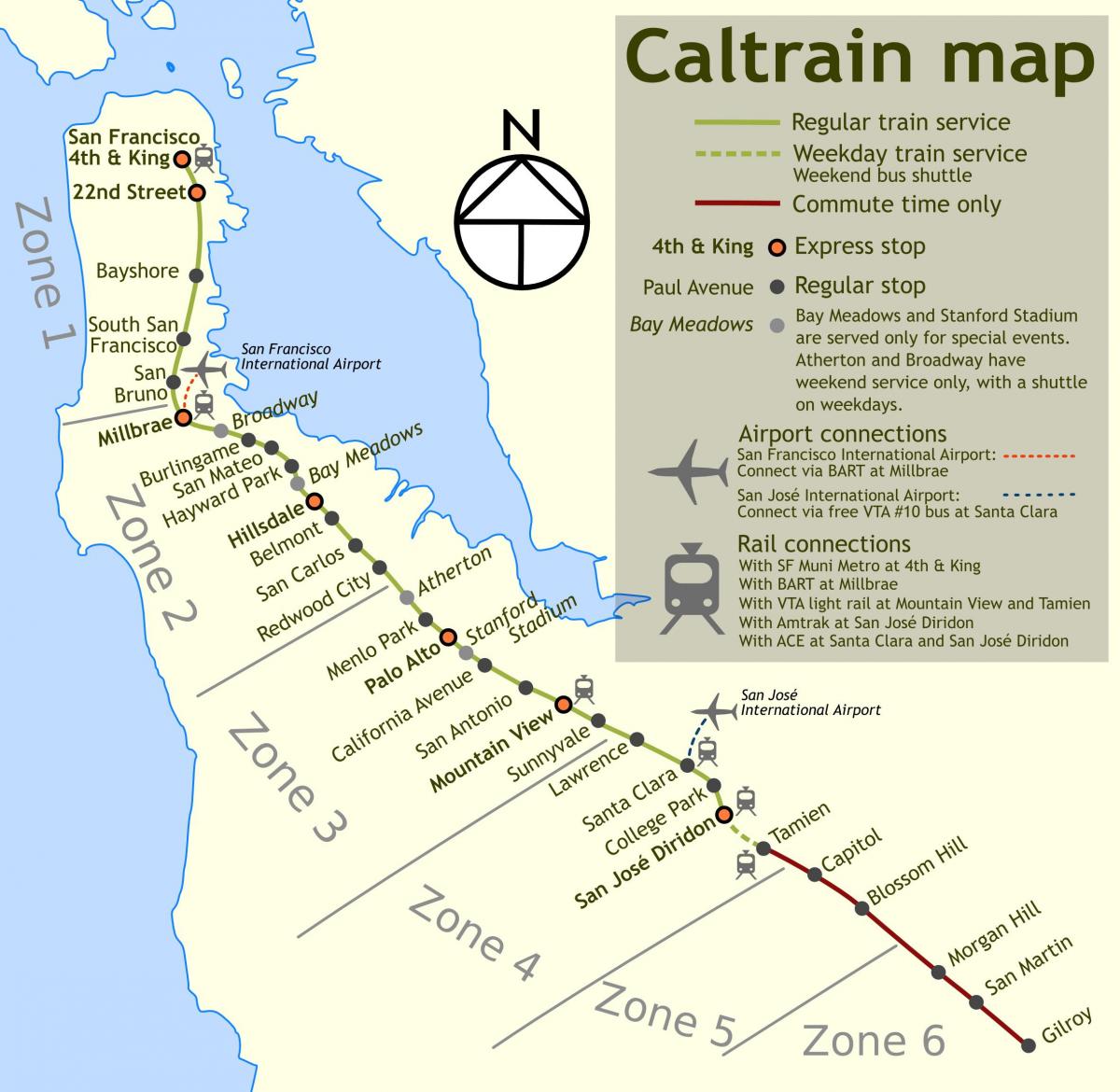 caltrain prestane mapu