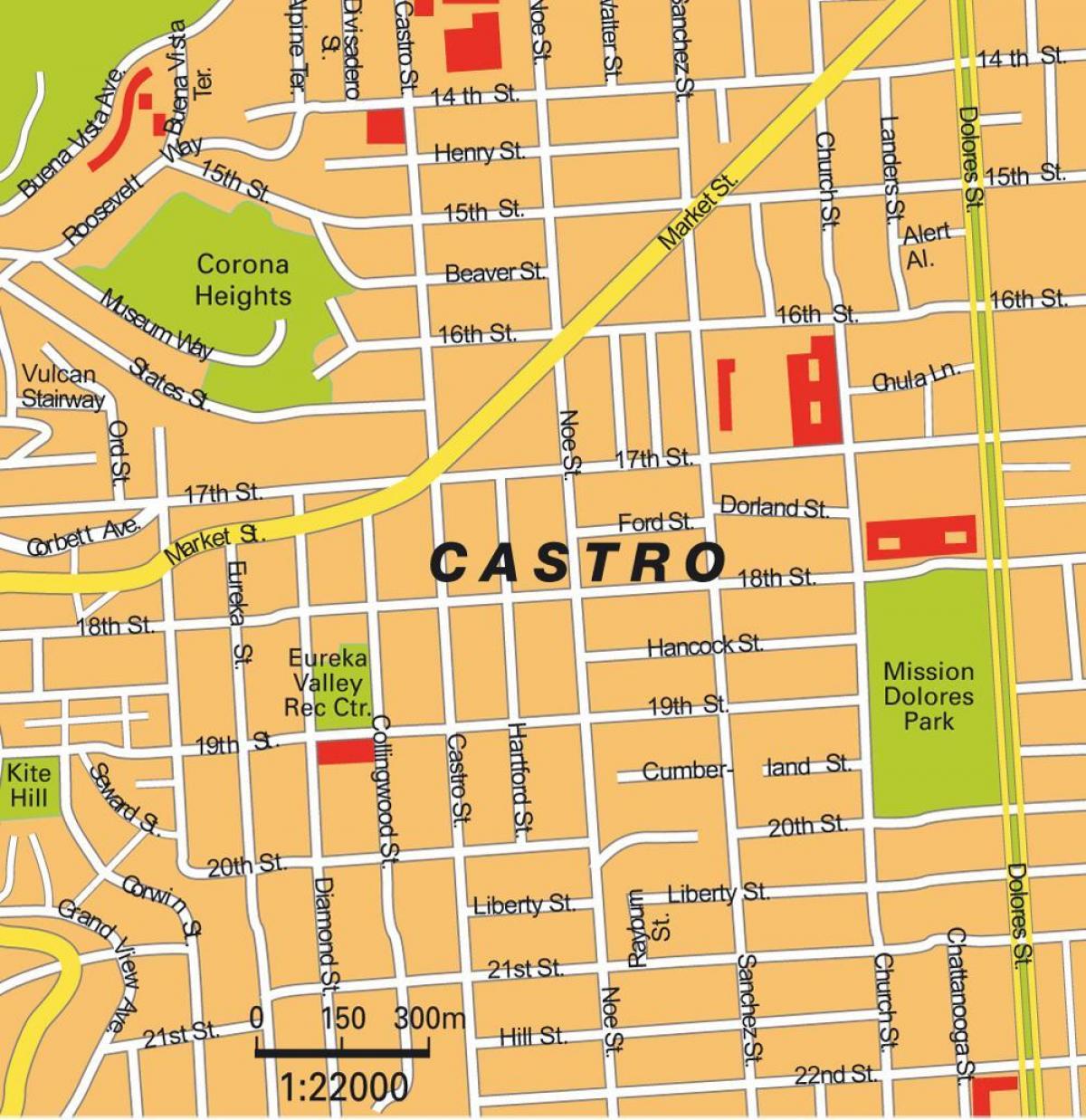 mapa castro okrug u San Francisku