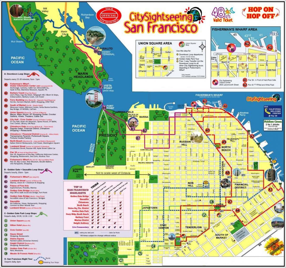 grad u razgledanje San Francisco obilazak mapu