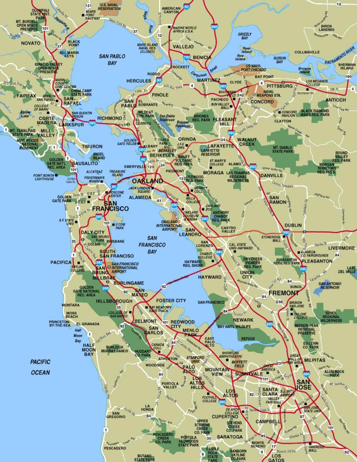 San Francisko i područje mapu