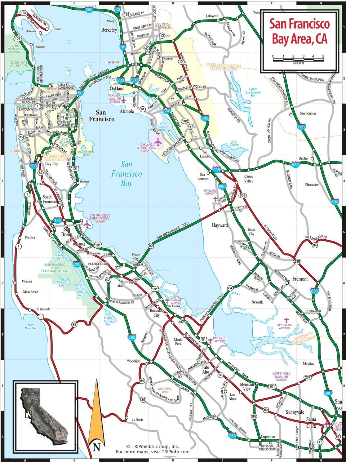 mapa priobalno područje San Francisca