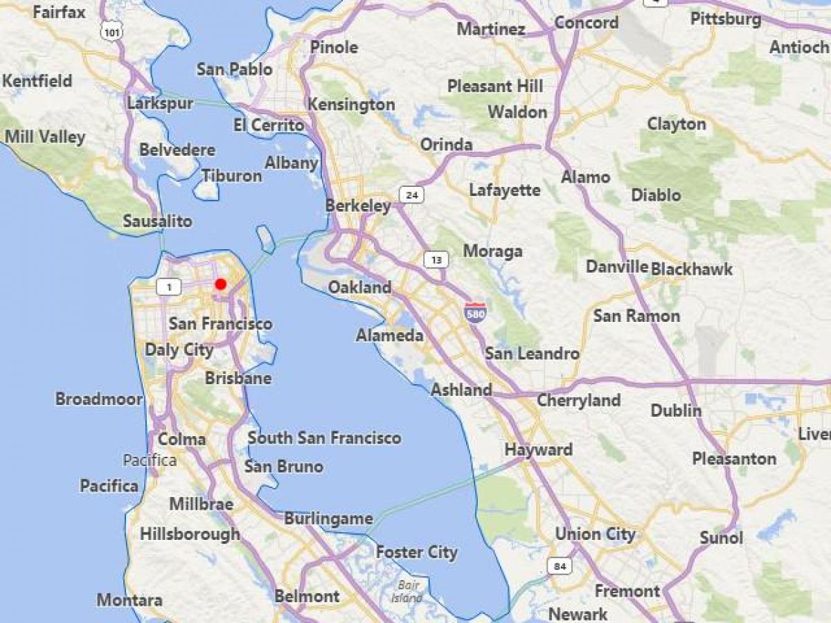 mapa kaliforniji gradova u blizini San Francisco