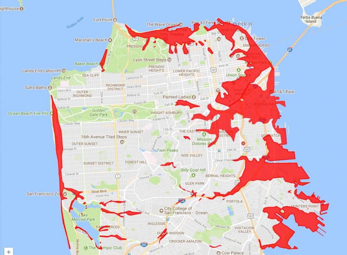 San Francisco područja izbjeći mapu