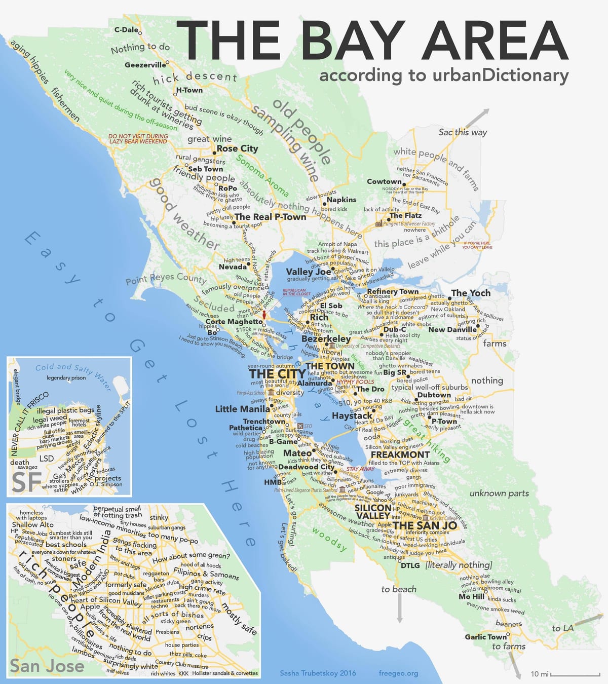 Priobalno područje San Francisca mapu kaliforniji