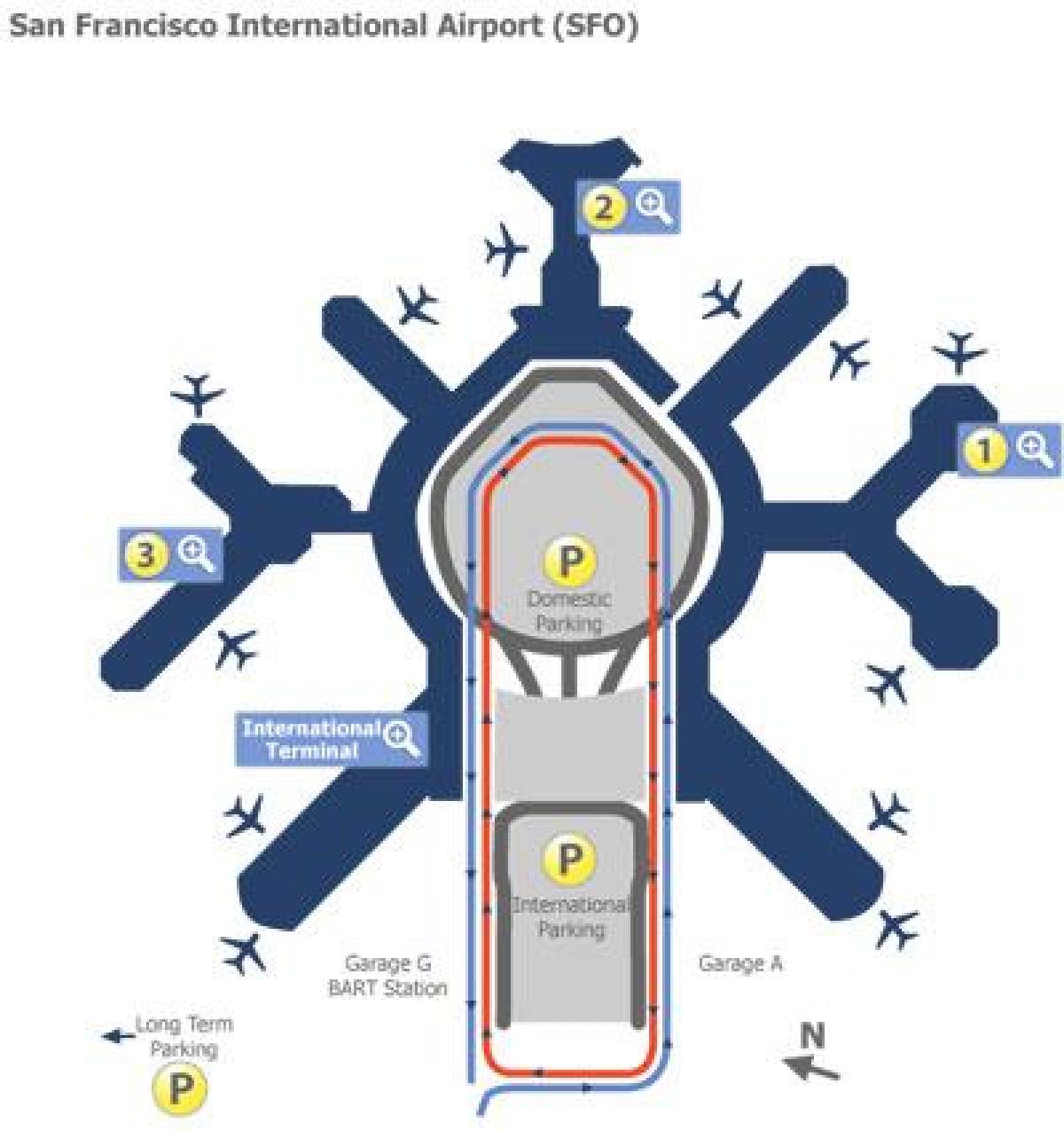 San Francisco aerodrom vrata mapu