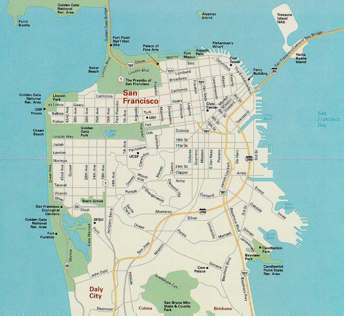 Karta za San Francisco glavna atrakcija