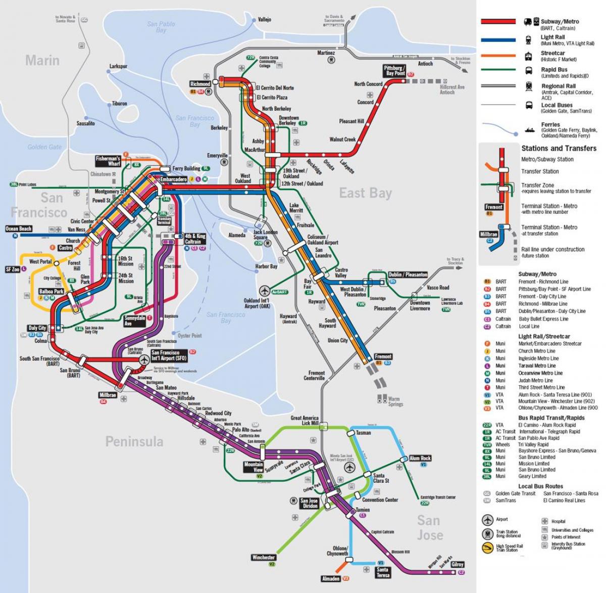 mapi javni prevoz u San Franciscu