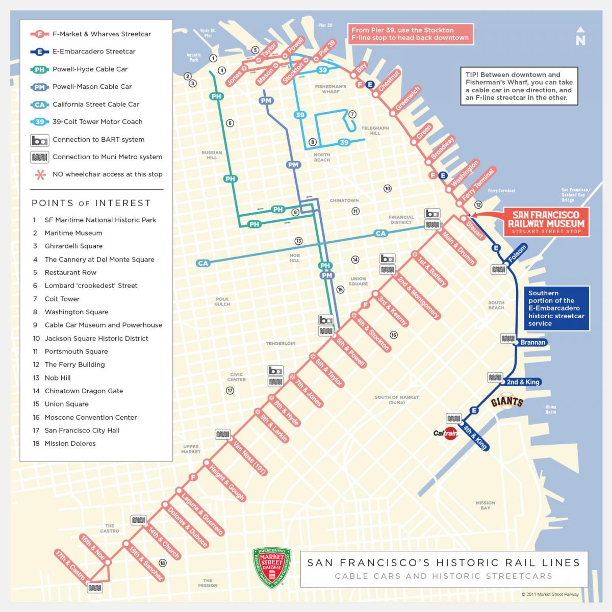 San Francisco kablovsku auto raspored mapu