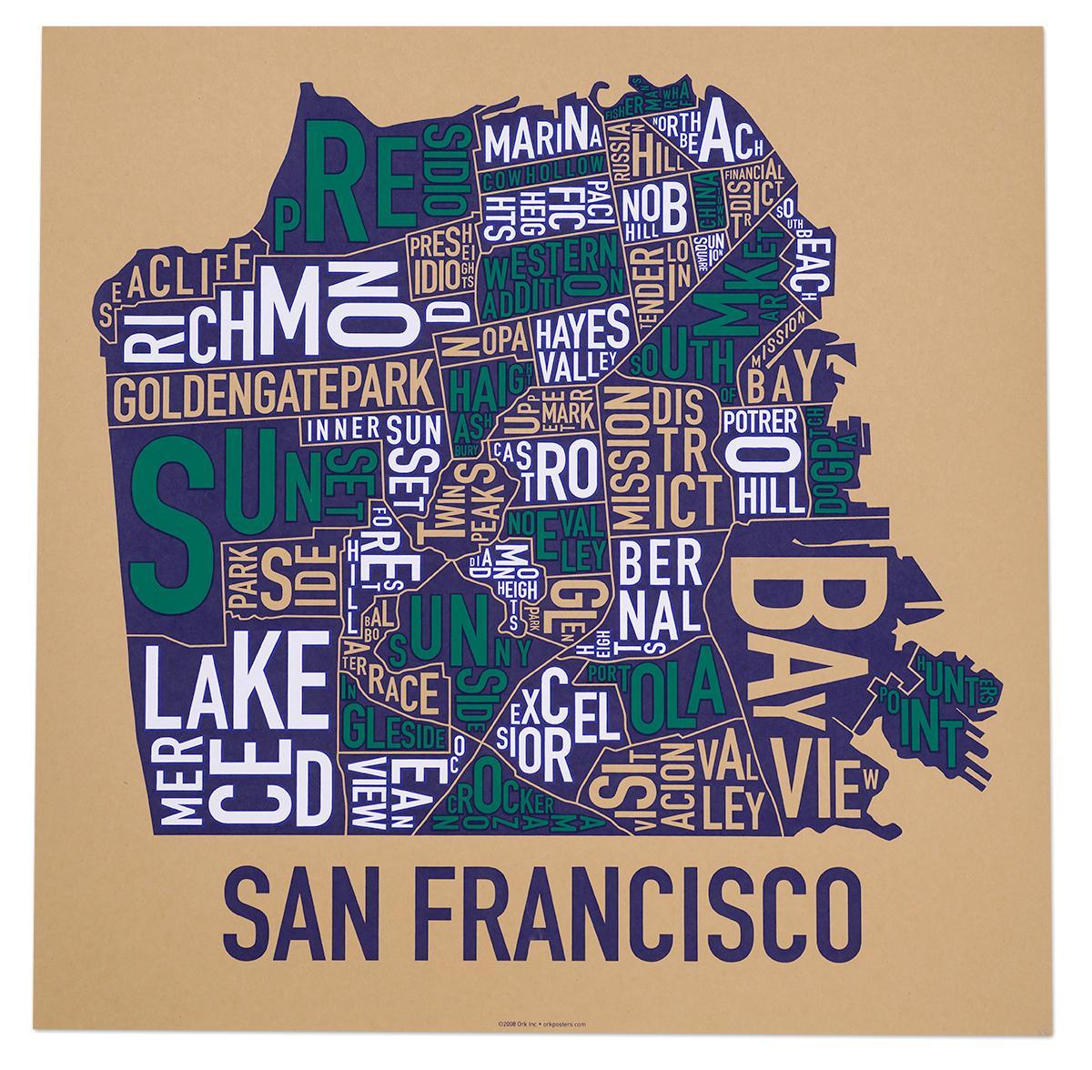 San Francisco susjedstvu mapu poster
