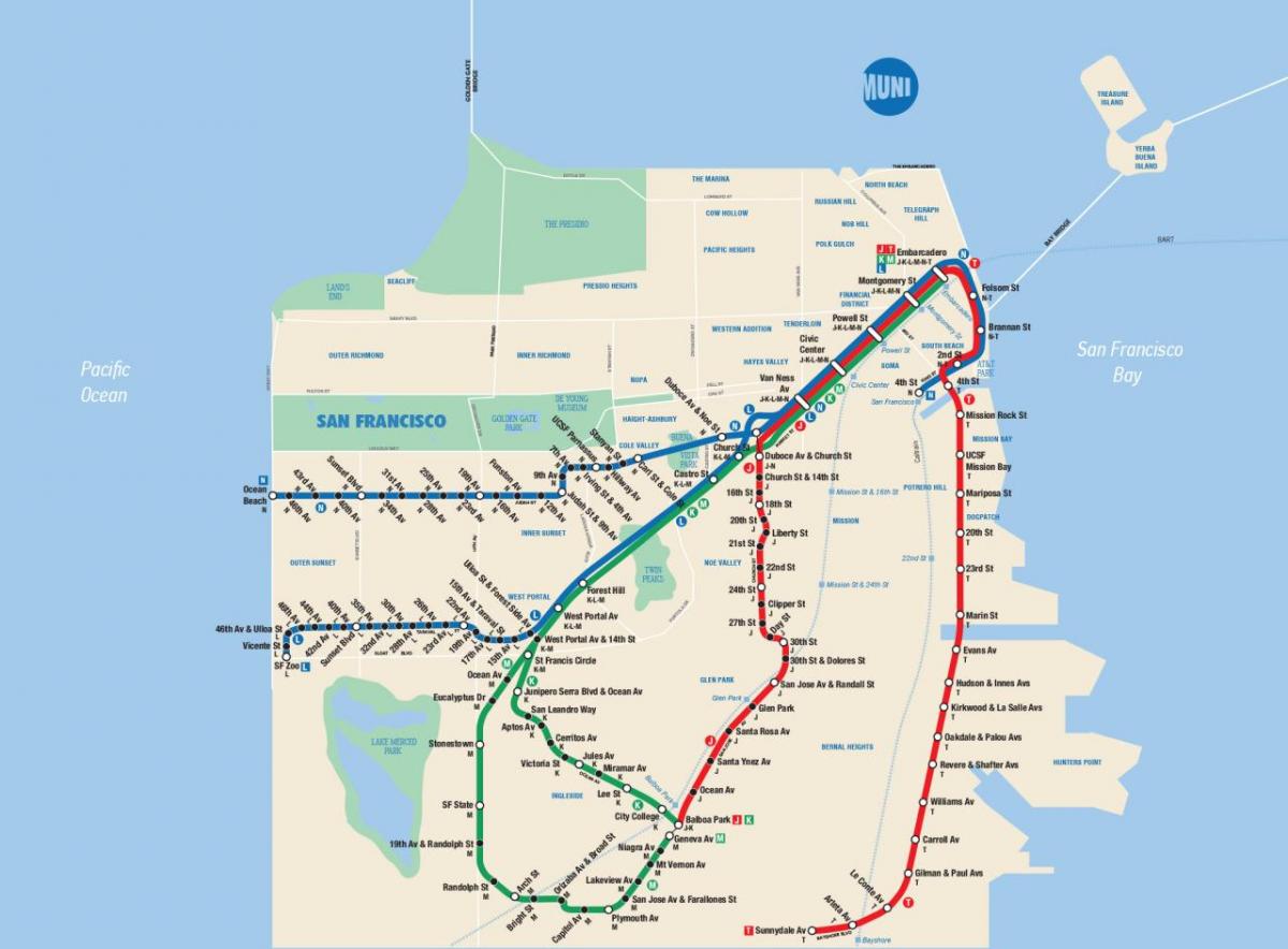 Karta za San Francisco muni aplikaciju