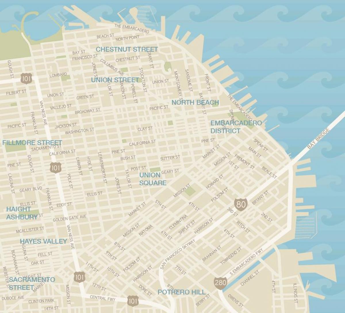 Karta za San Francisco odeću distriktu