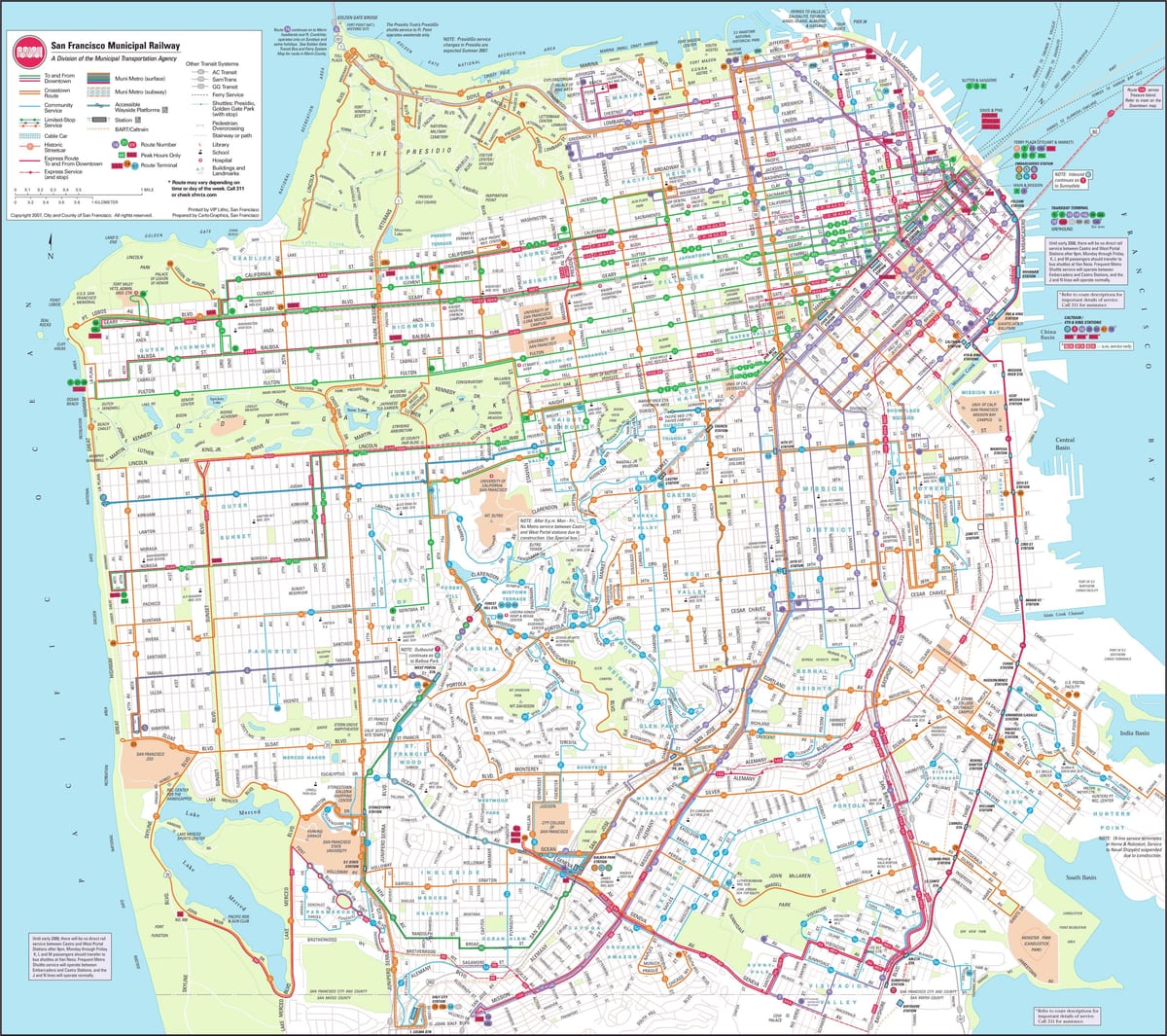 Karta za San Francisco općinske željezničke