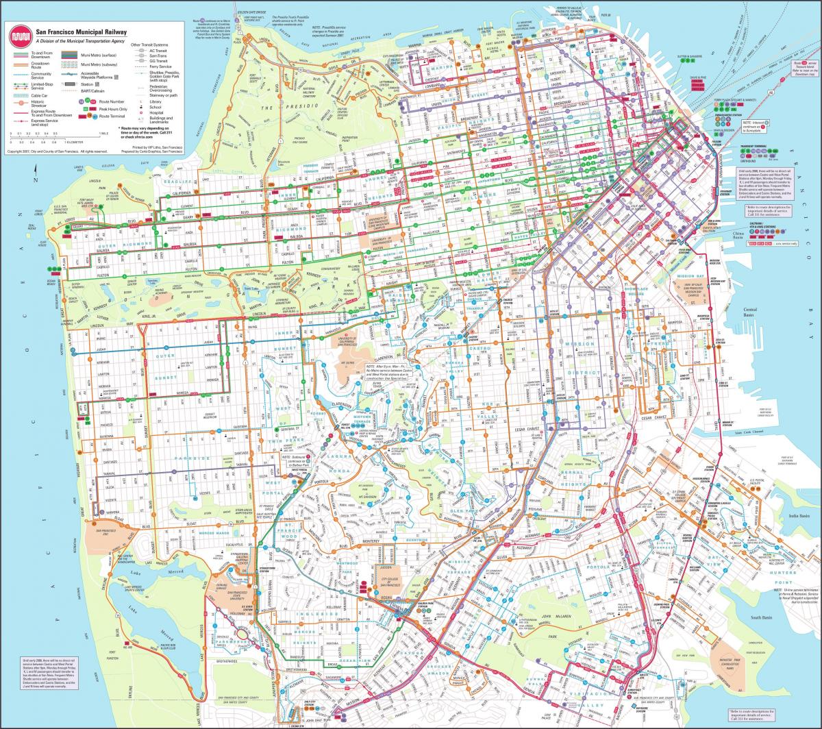 Karta za San Francisco općinske željezničke