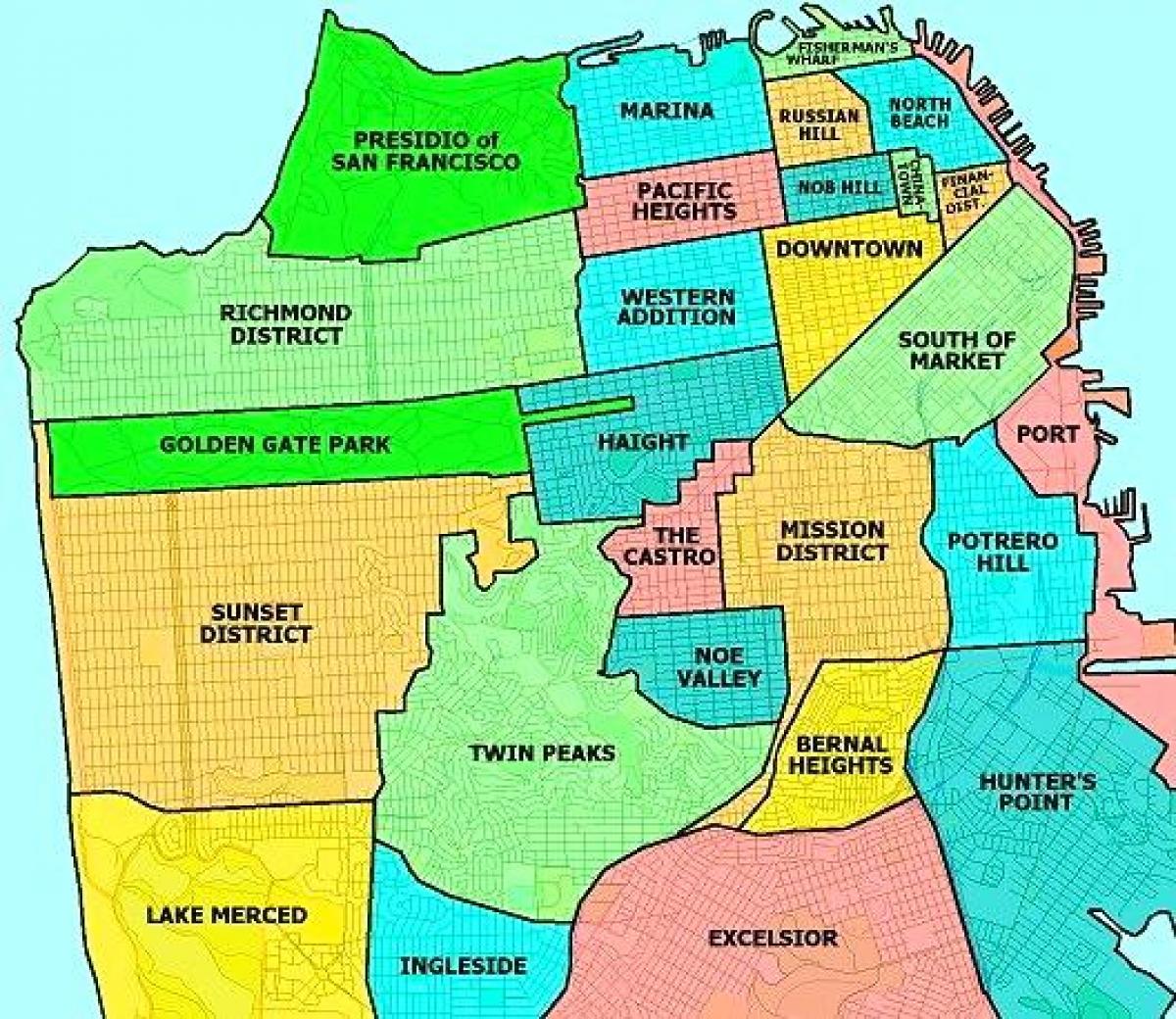 predgrađu San Francisco mapu