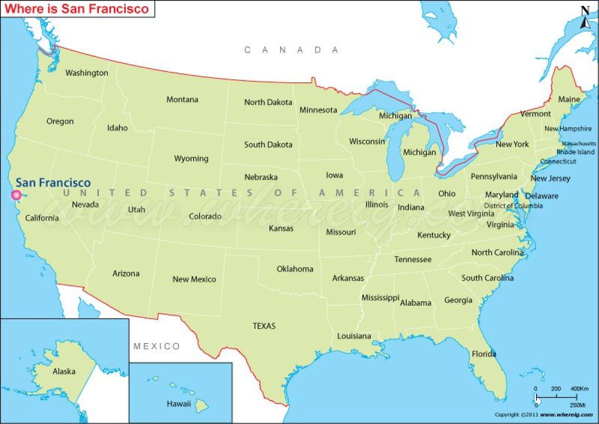 karta za San Francisco kaliforniji sad