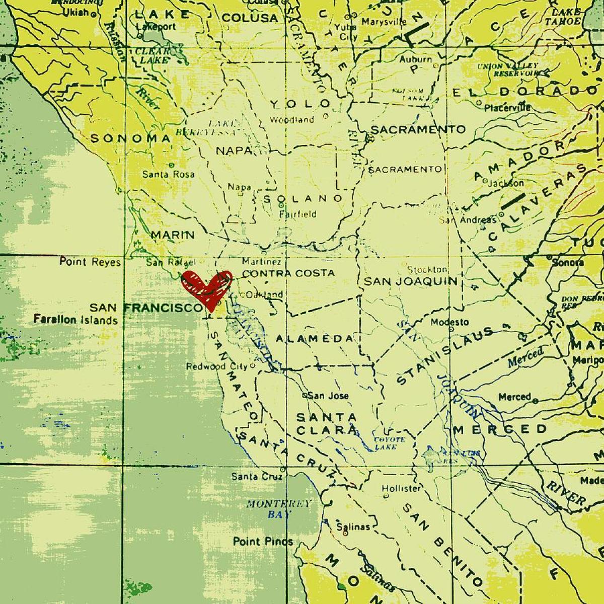 srce u San Franciscu mapu