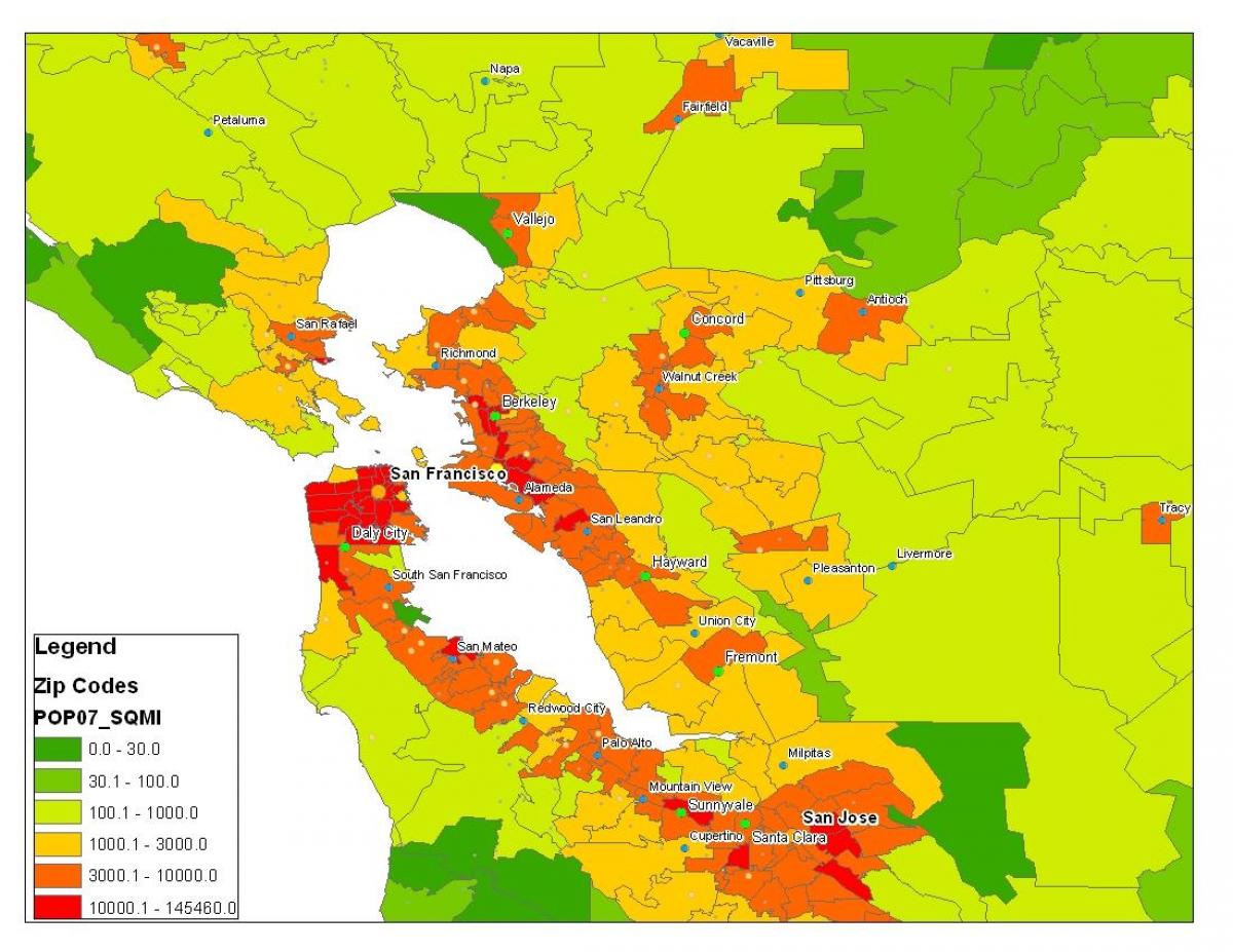 Karta za San Francisco populacije