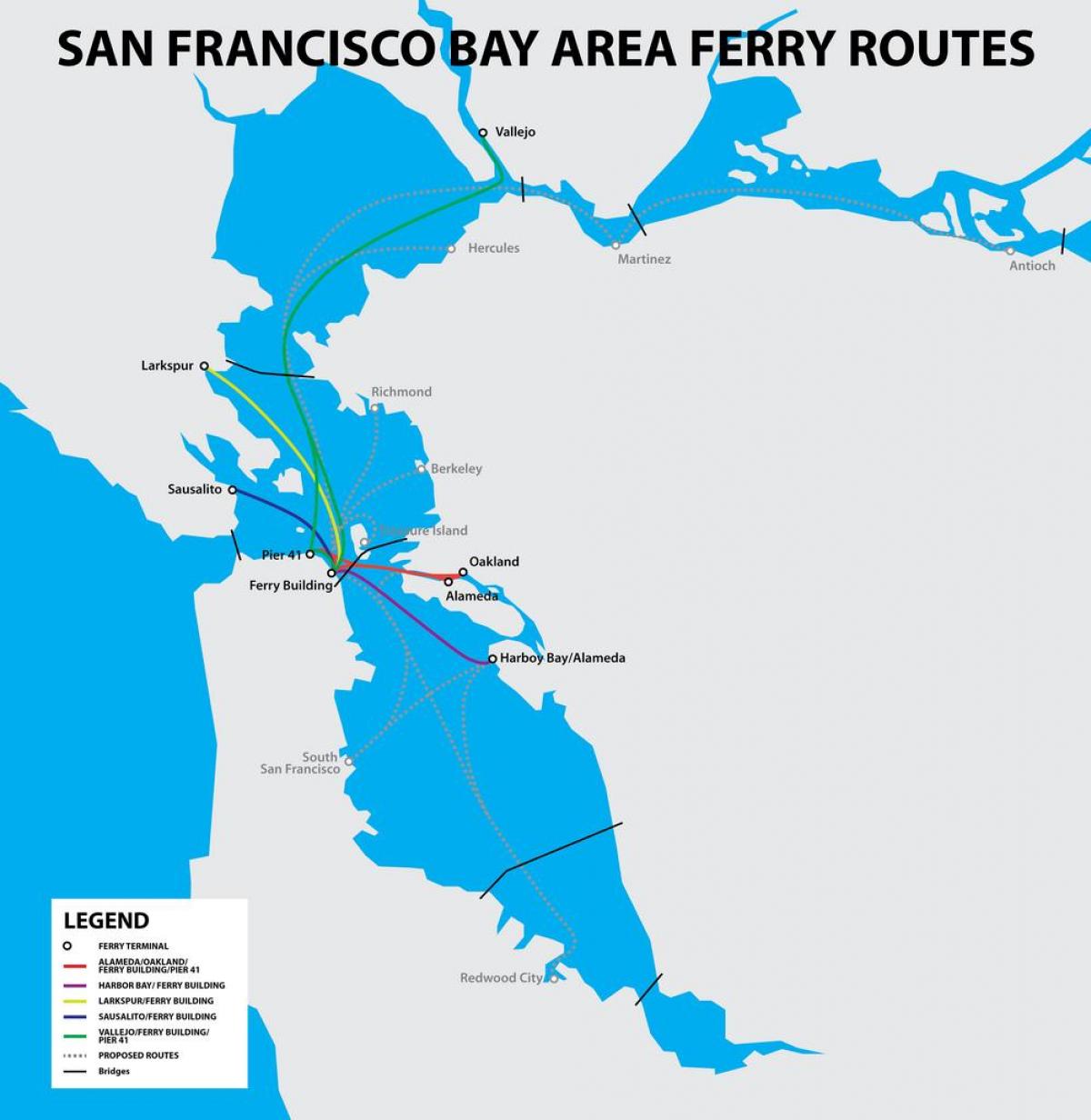 San Francisko trajekt mapu