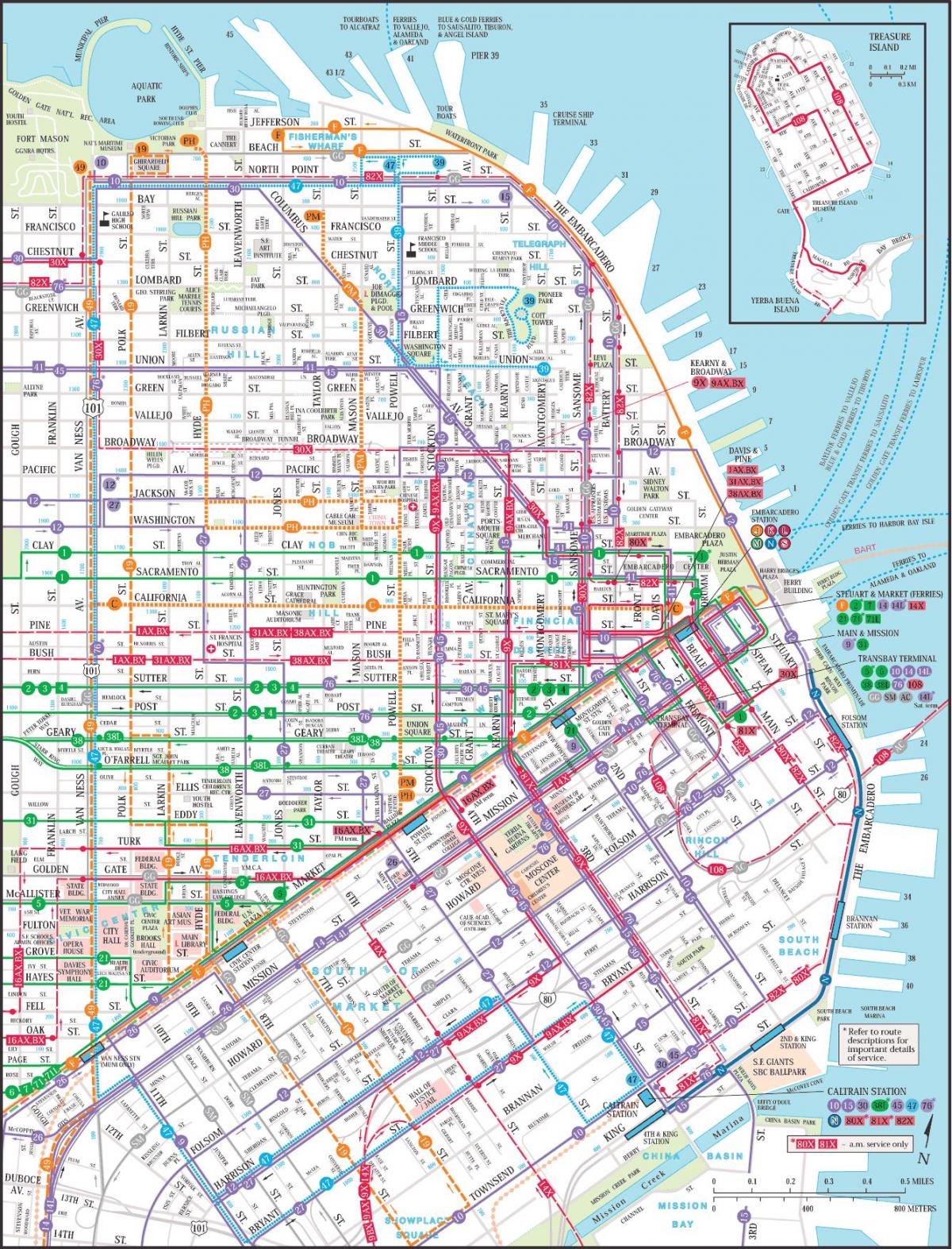 San Francisco javni prevoz je mapa