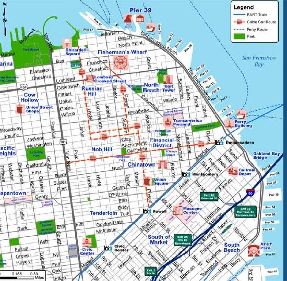 San Francisco grad mapu turističke