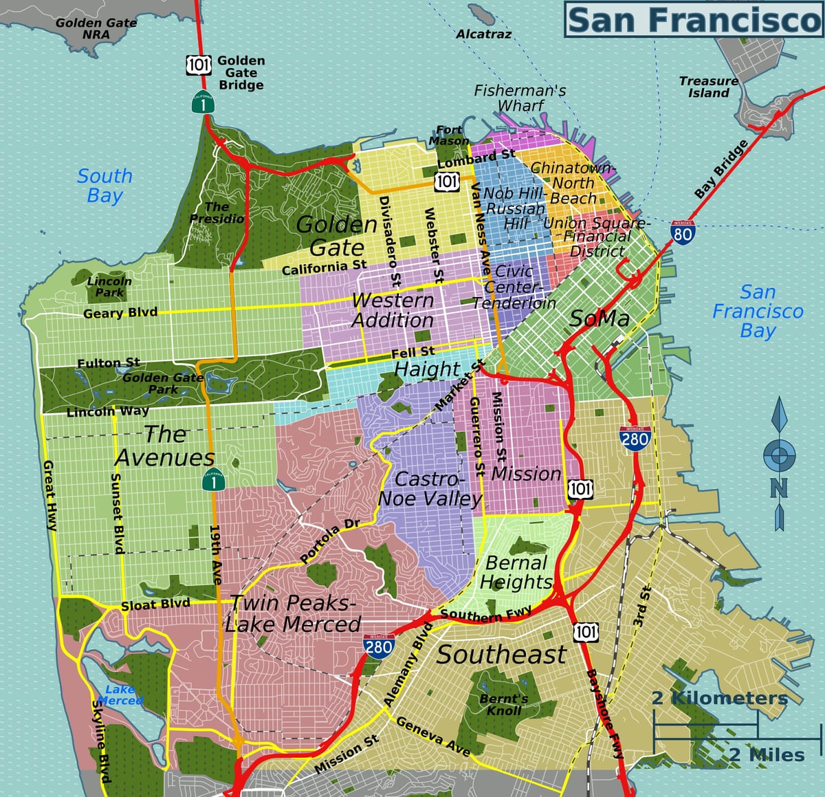 ulična mapa, iz San Franciska kaliforniji