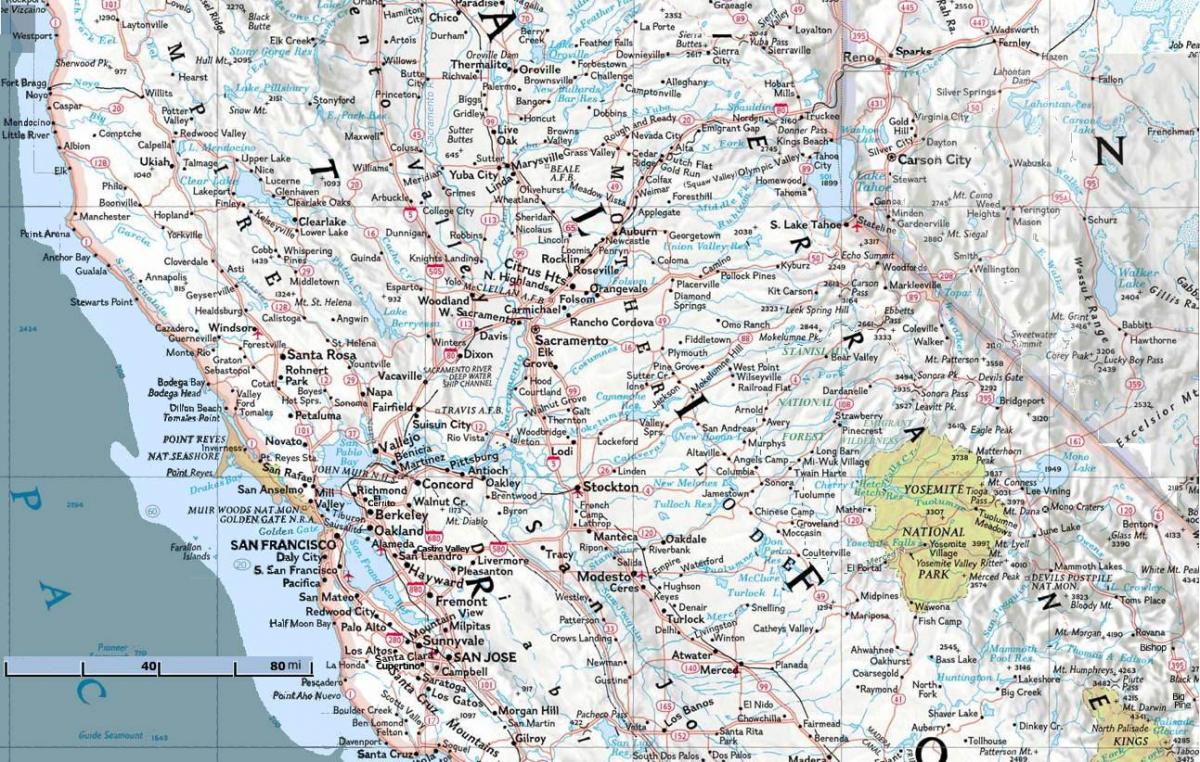 Mapa sjeverno od San Francisco