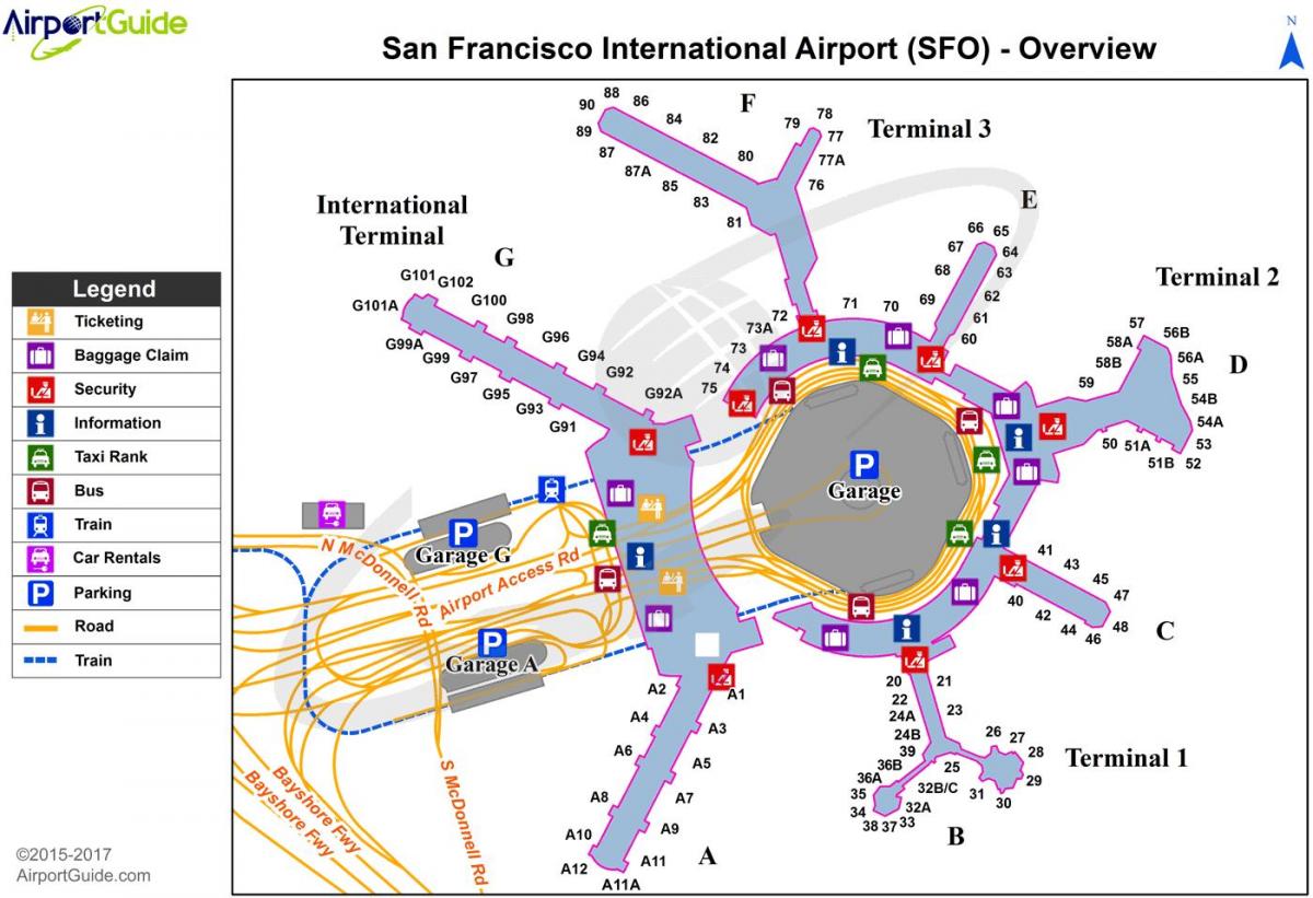 San Fran aerodrom mapu