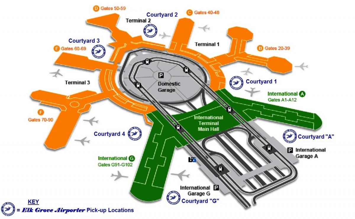 SFO međunarodni terminal dolascima mapu