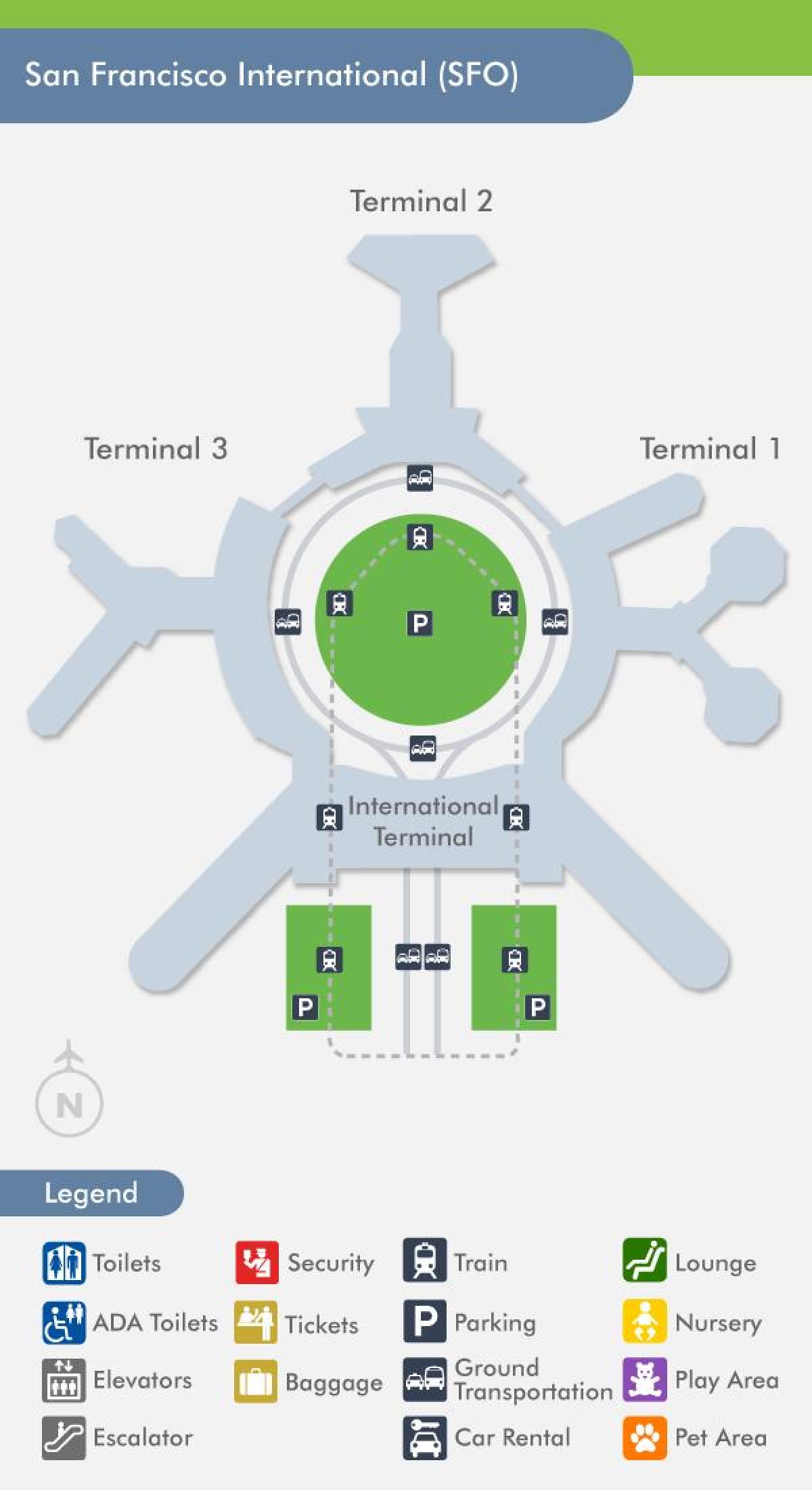 Mapa na SFO aerodrom terminal 1