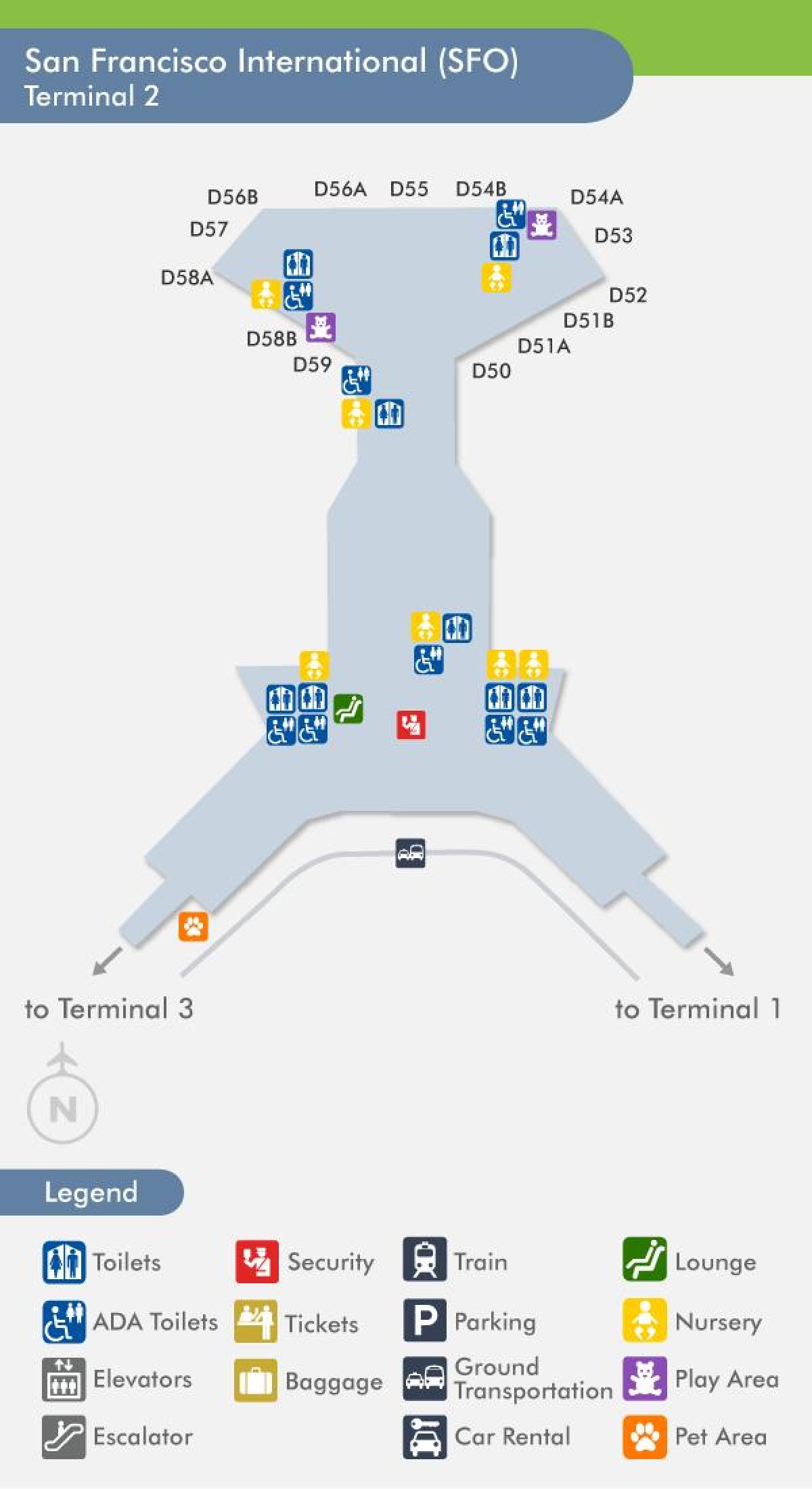San Francisco aerodrom terminal 2 mapu
