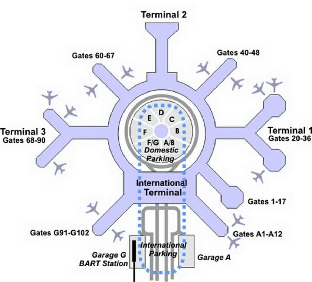 Mapa na SFO terminal g.