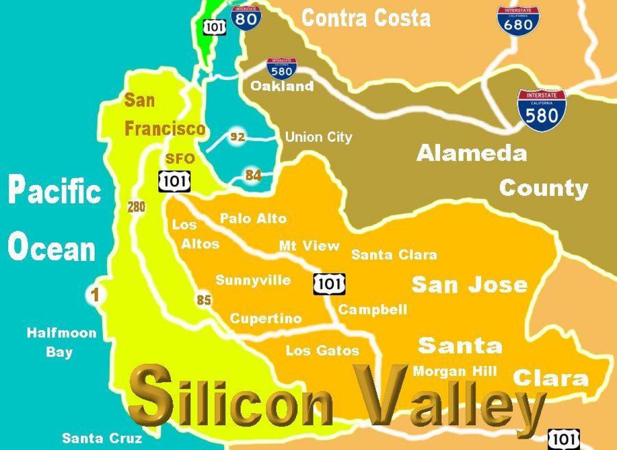 Mapa silikonske doline lokacija