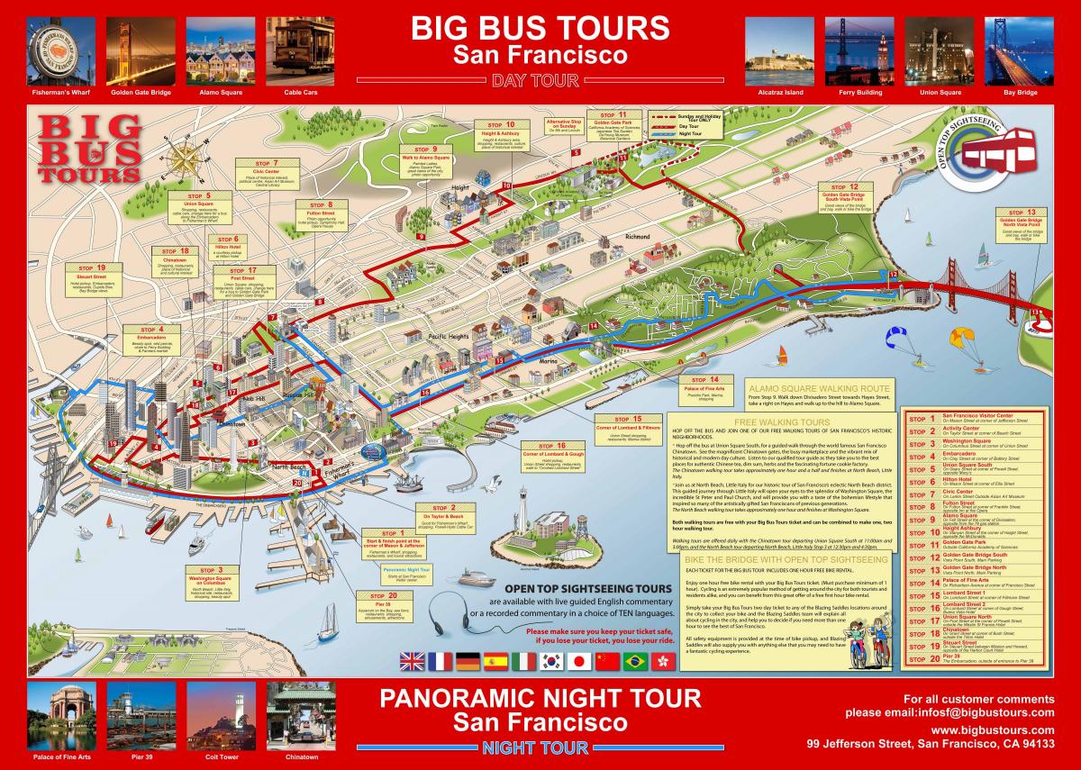 veliki crveni autobus San Francisco mapu