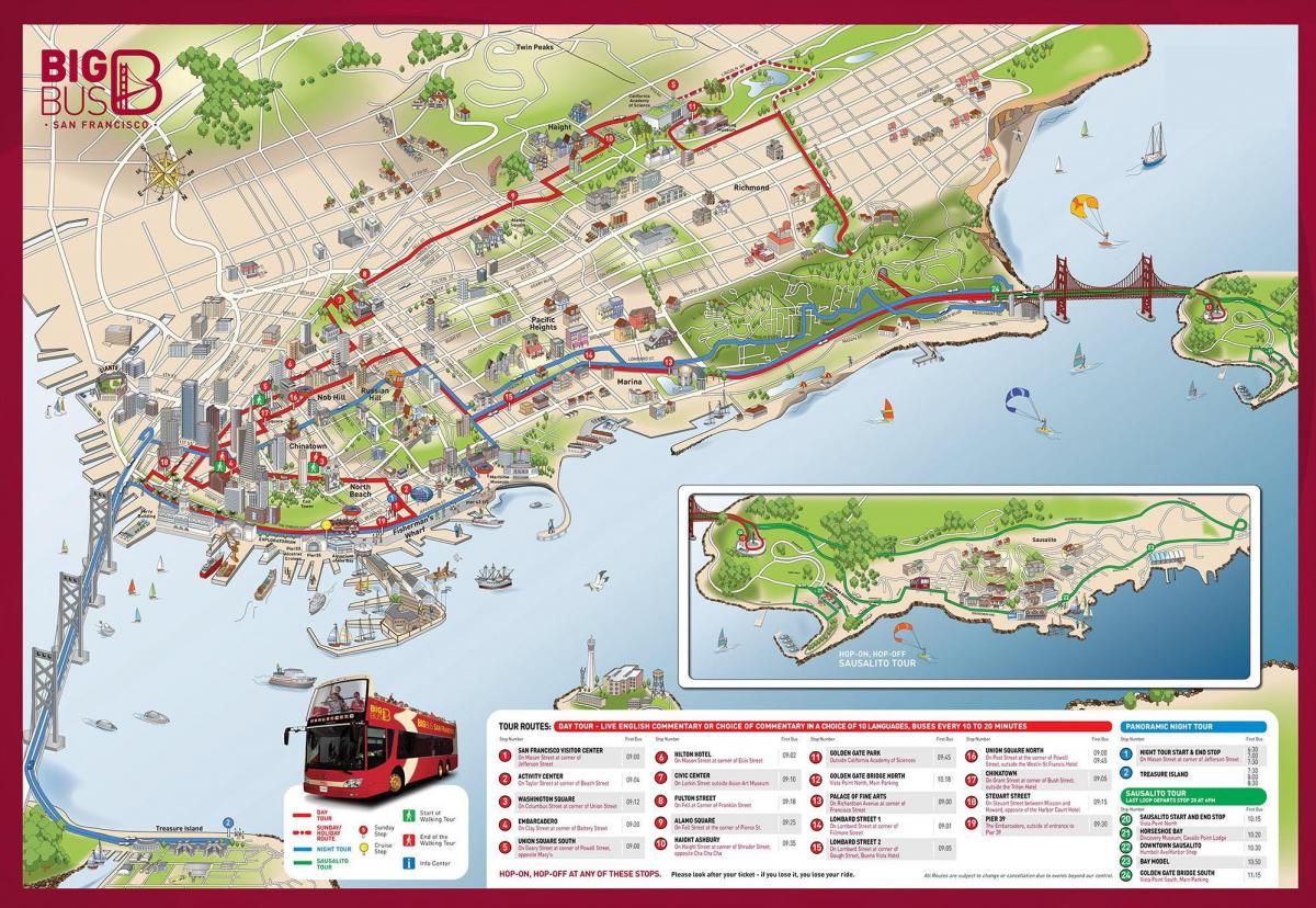 San Francisco autobus obilazak mapu