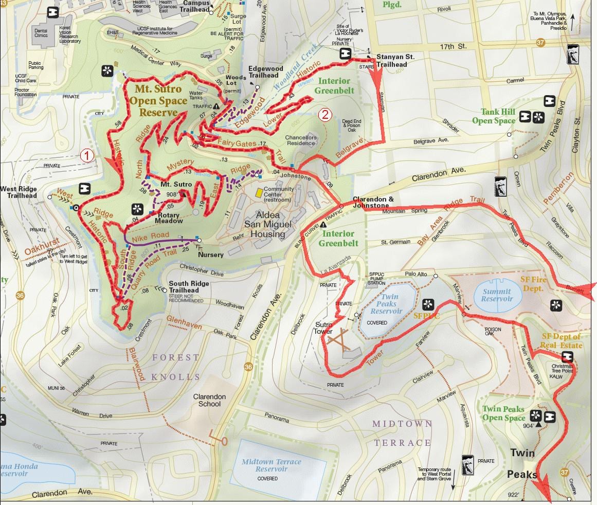 Mapa zaljevu biciklističke staze