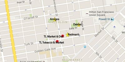Karta u gradu područje San Francisca