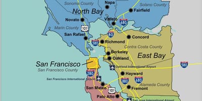 Mapa na jug priobalno područje San Francisca