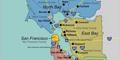 Mapa na jug priobalno područje San Francisca