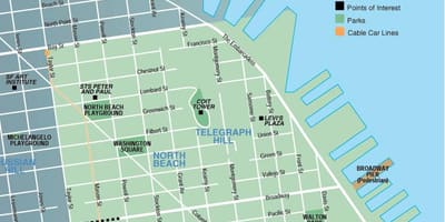 Mapa na sjever plaži San Francisco