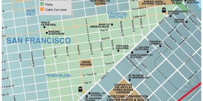 Mapi od union trga područje San Francisca
