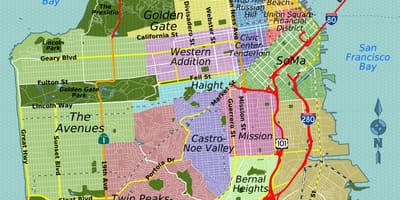 Ulična mapa, iz San Franciska kaliforniji