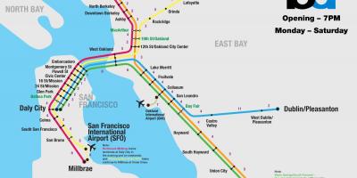 Bart sistem San Francisco mapu