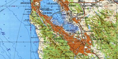 Priobalno područje San Francisca topografske mapu